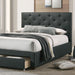 Sybella Gray Upholstered Platform Bed with Storage – Diamond Tufted Linen-Like Fabric - LasVegasFurnitureOnline.com