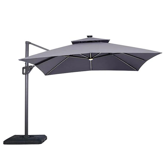 Sano 10-Foot Square Patio Umbrella with LED Lighting, Double-Top Vent & 37" Heavy-Duty Base - LasVegasFurnitureOnline.com