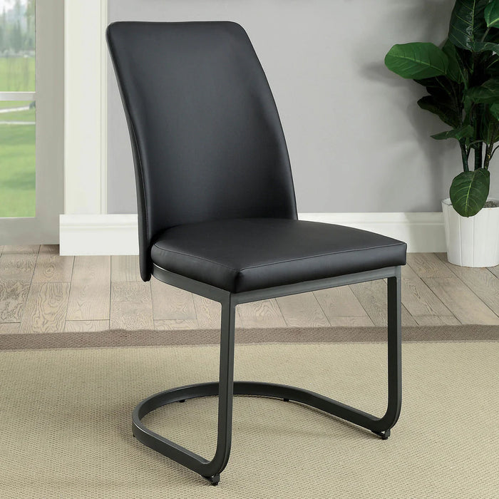 Saskia Modern Dark Gray Side Chair with Black U-Shaped Metal Base (Set of 2) - LasVegasFurnitureOnline.com