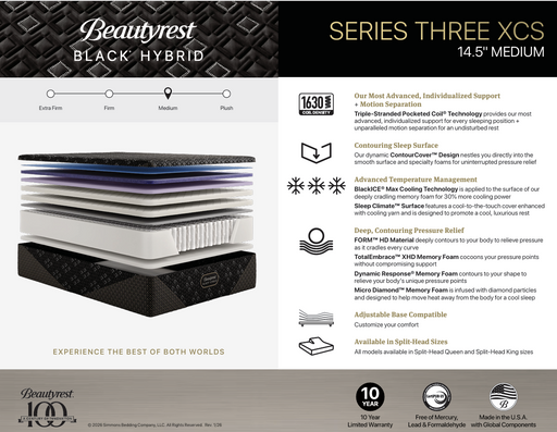 Beautyrest Black Hybrid XCS Series Three Medium Mattress