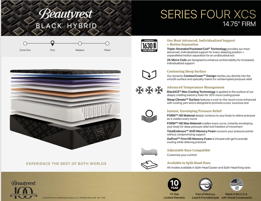 Beautyrest Black Hybrid XCS Series Four Firm Mattress
