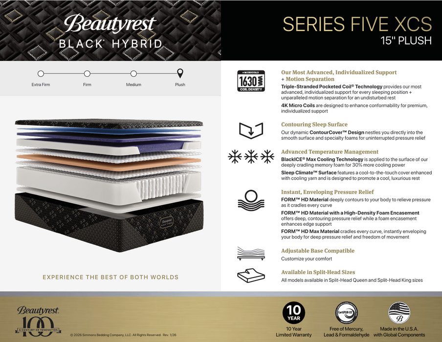 Beautyrest Black Hybrid XCS Series Five Plush Mattress