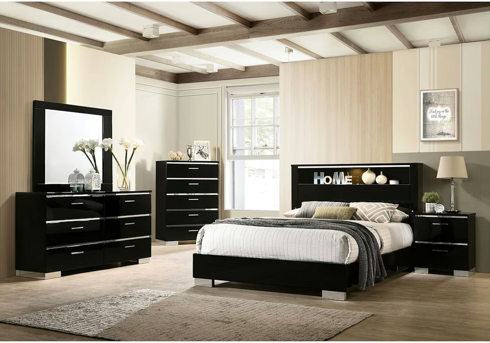 Sinistra Modern Queen Bedroom Set – Clean-Lined Engineered Wood with Metal Accents - LasVegasFurnitureOnline.com