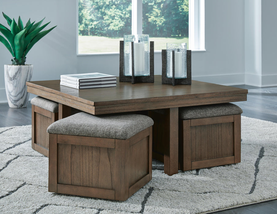 Boardernest Coffee Table with 4 Stools - LasVegasFurnitureOnline.com