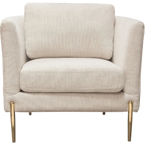 Lane Chair in Light Cream Fabric with Gold Metal Legs