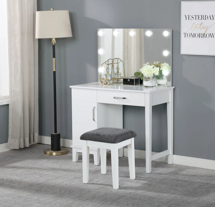 Elijah Makeup Vanity Table with LED Mirror and Stool Set