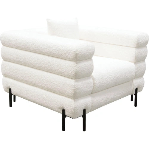 Vox Chair in Faux White Shearling w/ Black Powder Metal Legs