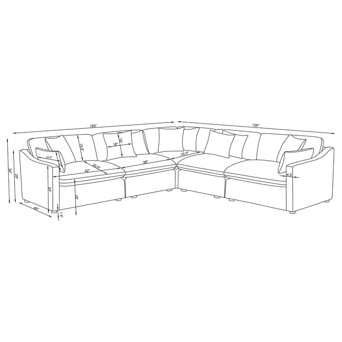 Hobson 5 Pc Sectionals (2 Armless Chair, 1 Corner, Left-Arm-Facing Piece and Right-Arm-Facing Piece)