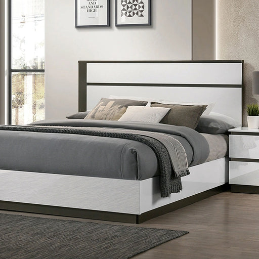 Birsfelden Bed White/Metallic Gray - Bed | Las Vegas Furniture Online