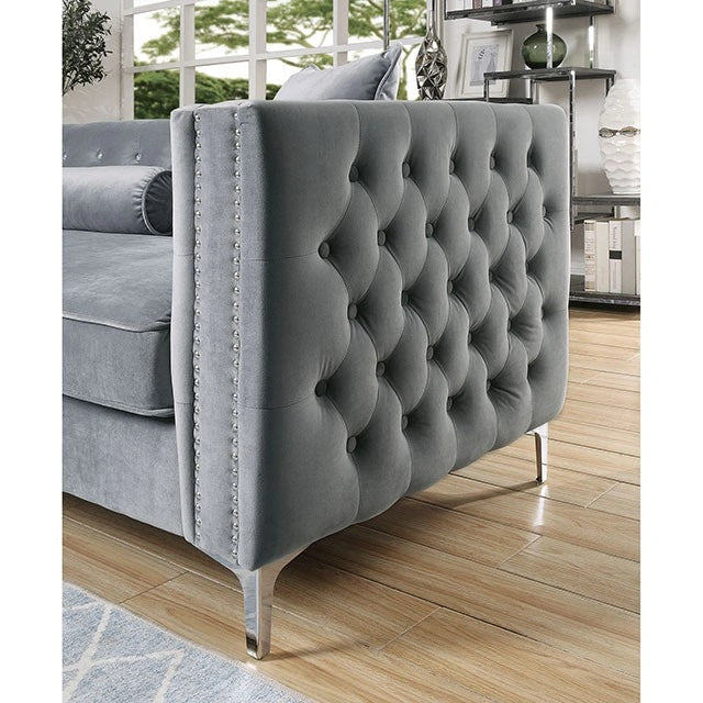Amie Glam Gray & Black Sectional w/Storage
