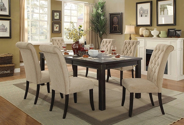 Sania 7 Pc Dining Table Set Antique Black