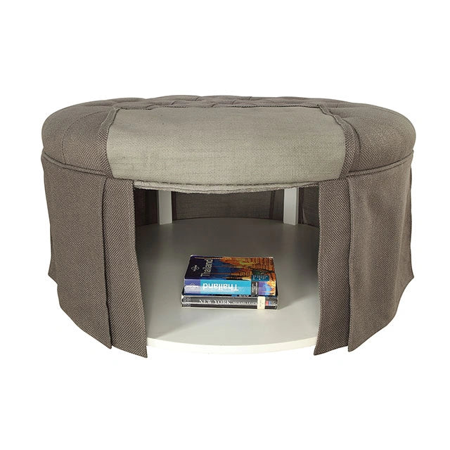 Claes Round Ottoman Gray