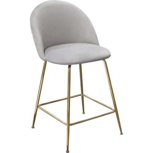 Lilly Set of (2) Counter Height Chairs in Grey Velvet w/ Brushed Gold Metal Legs