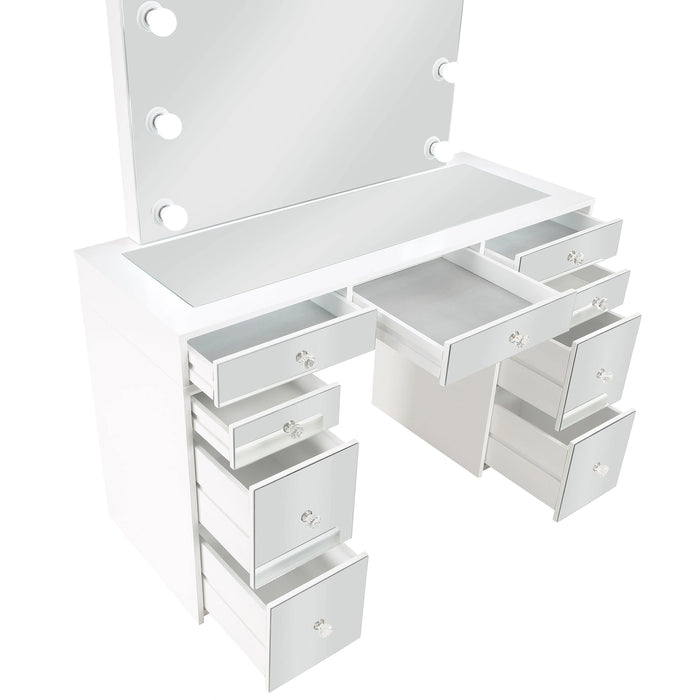 Regina Makeup Vanity Table with LED Mirror and Stool Set