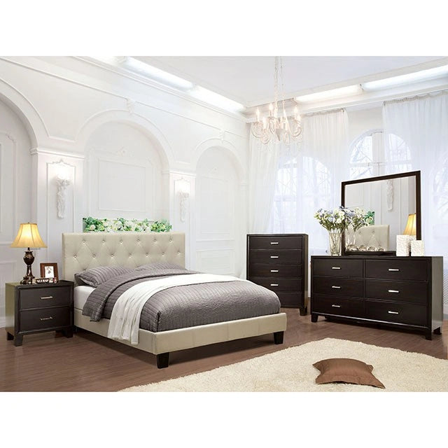 LEEROY Cal.King, E.King, & Full Bed Ivory & Gray