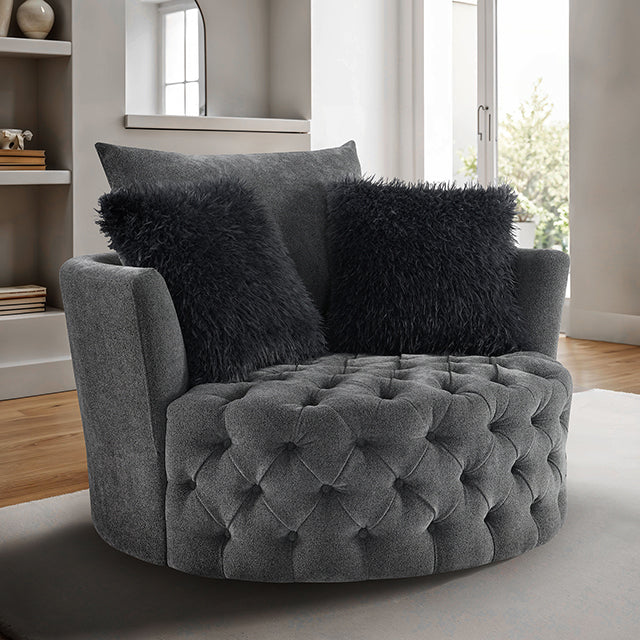 Sofi Button Tufted Swivel Chair - LasVegasFurnitureOnline.com