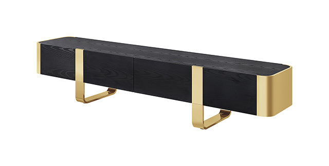Leknes TV Stand Black w/ Gold Frame - LasVegasFurnitureOnline.com