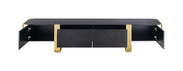 Leknes TV Stand Black w/ Gold Frame - LasVegasFurnitureOnline.com