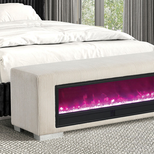 Elnath Bench w/ Visual Crystal Fireplace - LasVegasFurnitureOnline.com