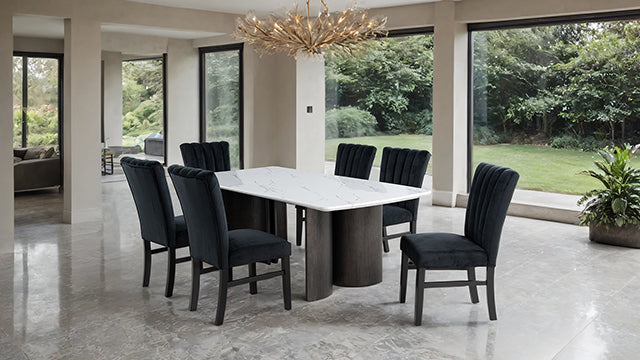 Selsey Dining Table, White Stone Top - LasVegasFurnitureOnline.com