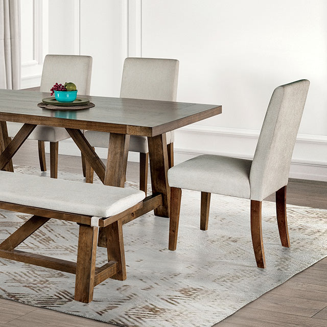 Losone Dining Table Set with Bench Rustic - LasVegasFurnitureOnline.com