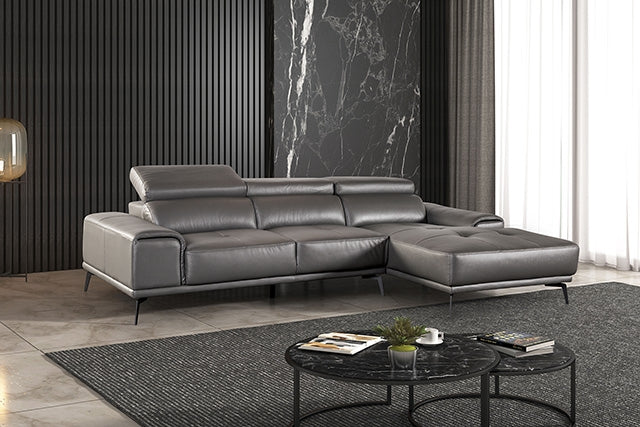 Vadso Sectional Sofa with Right Chaise – Modern Leather Living Room Seating