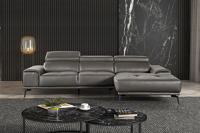 Vadso Sectional Sofa with Right Chaise – Modern Leather Living Room Seating
