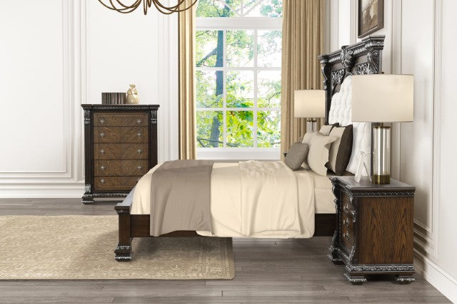 Promenade E.King & Queen Bed Brown & White - LasVegasFurnitureOnline.com
