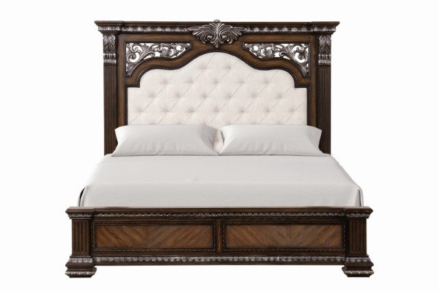 Promenade E.King & Queen Bed Brown & White - LasVegasFurnitureOnline.com