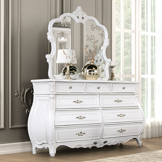 Valentini White Dresser – Elegant Solid Wood Bedroom Storage