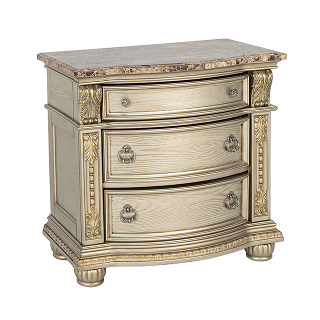 Fromberg Nightstand w/ Marble Top - LasVegasFurnitureOnline.com