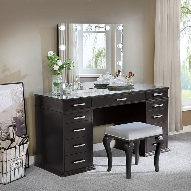 Valentina Vanity Set White & Dark Gray - LasVegasFurnitureOnline.com