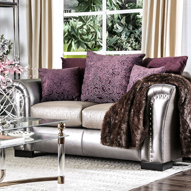 Benigno Love Seat Silver & Gray - LasVegasFurnitureOnline.com