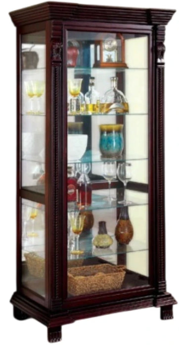 Tulare Dark Cherry Curio Cabinet – Traditional Tall Display Case with Sliding Door - LasVegasFurnitureOnline.com
