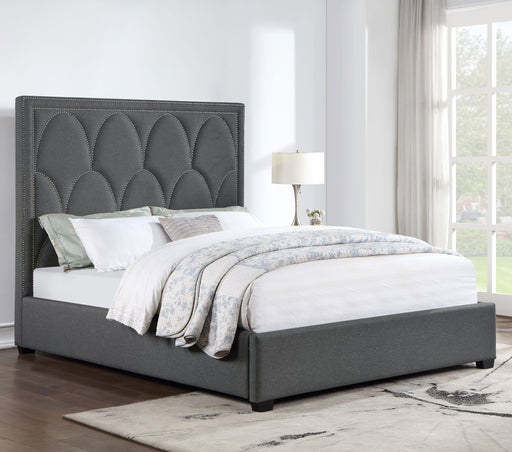 Bowfield Upholstered Bed with Nailhead Trim Charcoal image