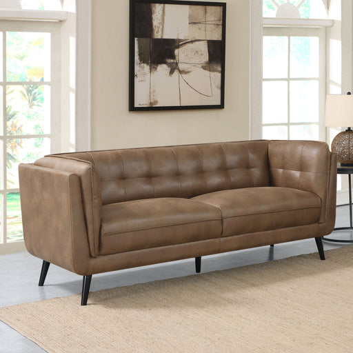 Thatcher Upholstered Button Tufted Sofa Brown image
