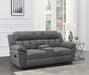 Bahrain Upholstered Motion Loveseat with Console Charcoal image