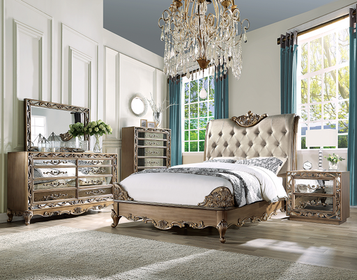 Orianne Champagne PU & Antique Gold California King Bed image