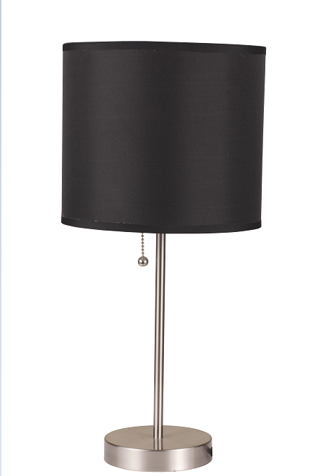 Vassy Black Shade & Brush Silver Table Lamp image