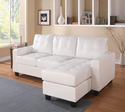 Lyssa White Bonded Leather Match Sectional Sofa & Ottoman image