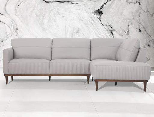Tampa Pearl Gray Leather Sectional Sofa image
