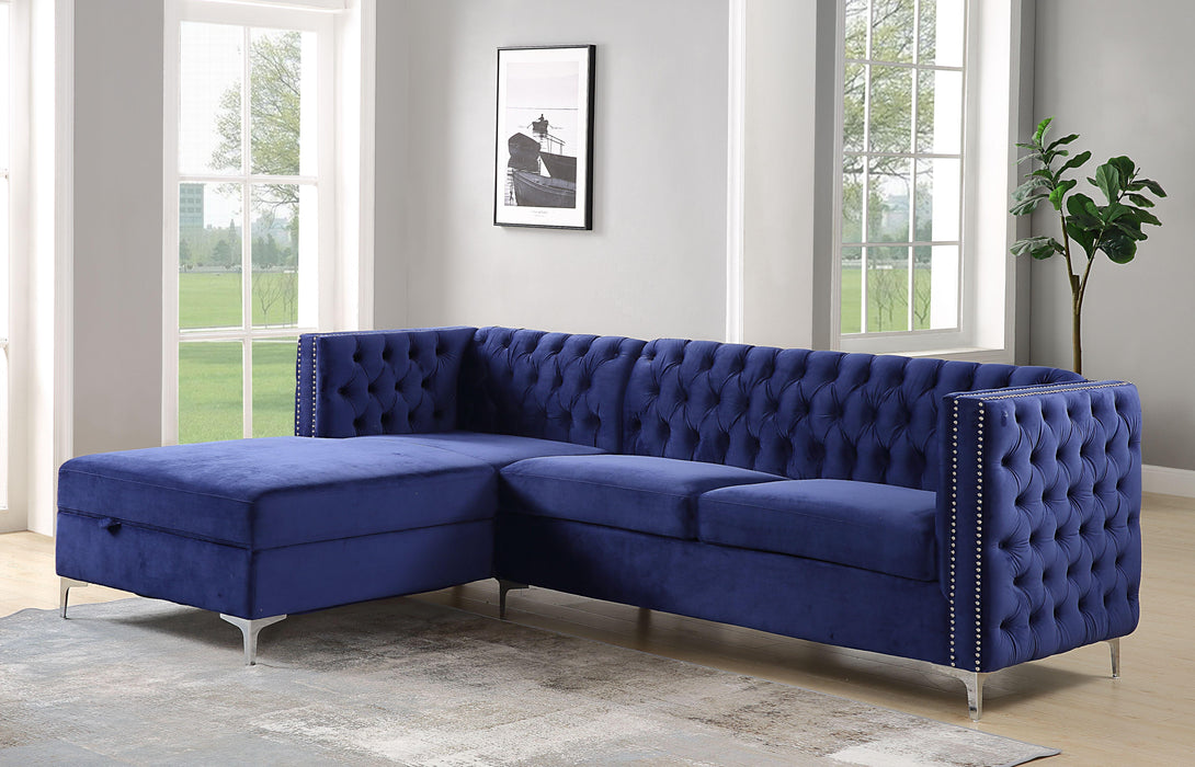 Sullivan Navy Blue Velvet Sectional Sofa image