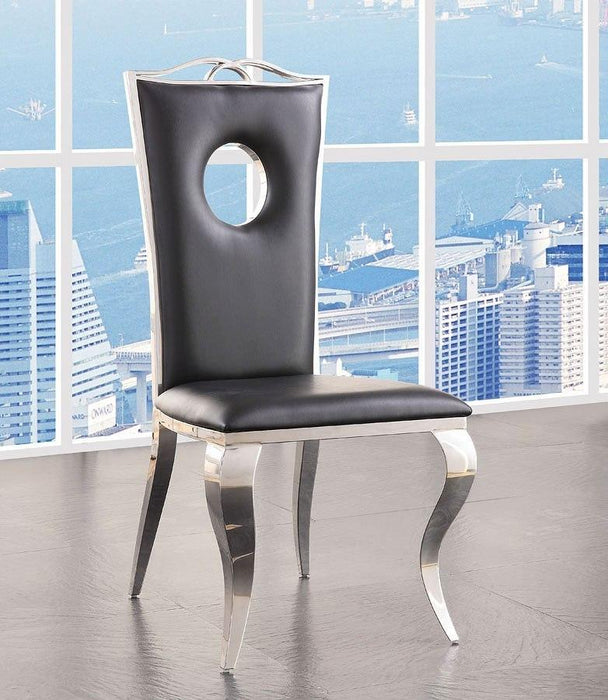 ACME Cyrene Faux Leather Side Chair (Set of 2) in Stainless Steel 62078 image