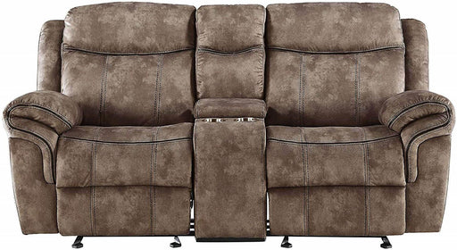 Acme Furniture Zubaida Motion Loveseat with Console in 2-Tone Chocolate Velvet 55021 image
