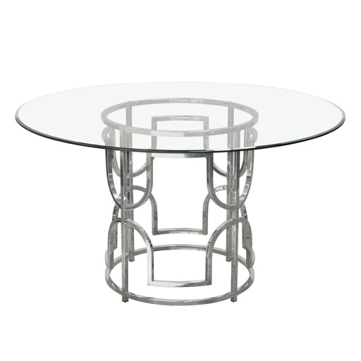 Avalon 54" Round Glass Top Dining Table with Round Stainless Steel Base by Diamond Sofa image