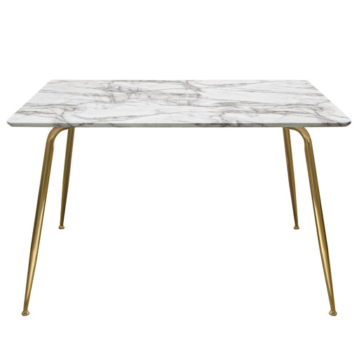 Chance Faux Marble Top Rectangular Dining Table w/ Brushed Gold Metal Legs by Diamond Sofa image
