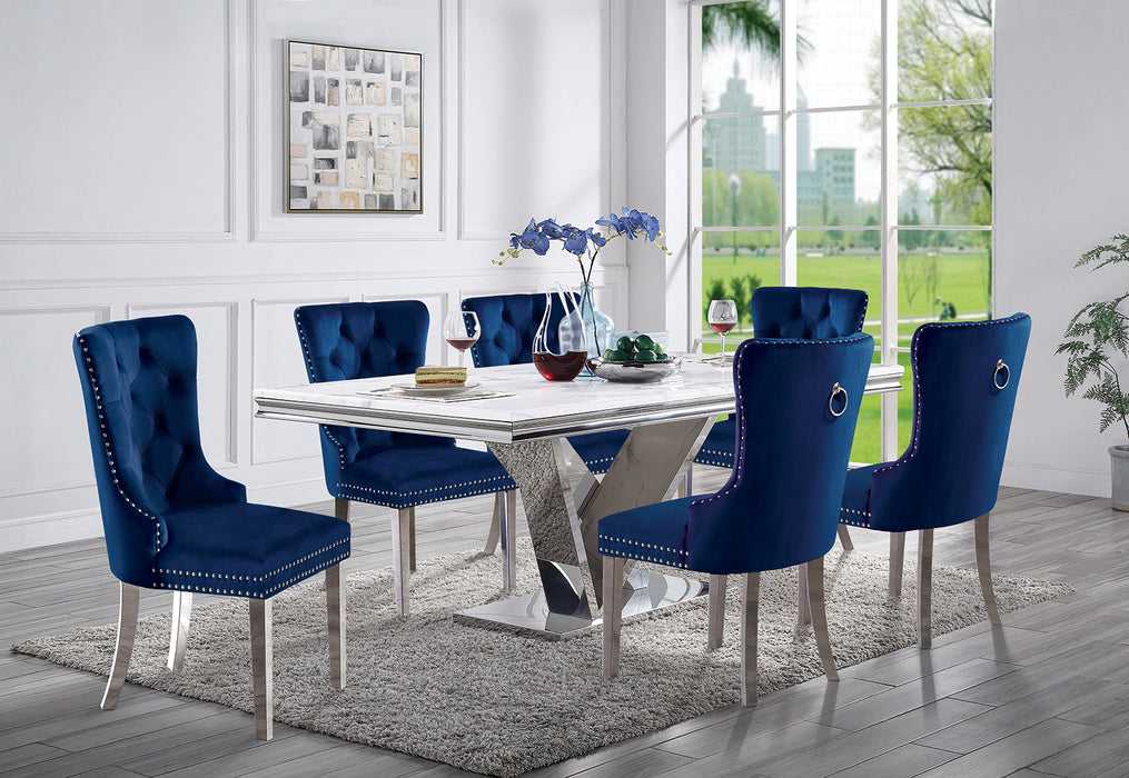 VALDEVERS 7 Pc. Dining Table Set, Navy Chairs image