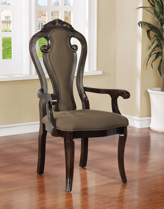 Rosalina Walnut/Beige Arm Chair (2/CTN) image