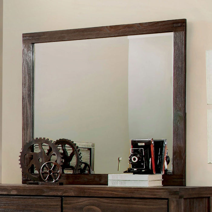 Rexburg Wire-Brushed Rustic Brown Mirror image