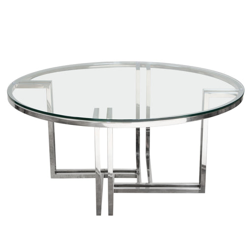 DEKO Polished Stainless Steel Round Cocktail Table w/ Clear, Tempered Glass Top by Diamond Sofa image